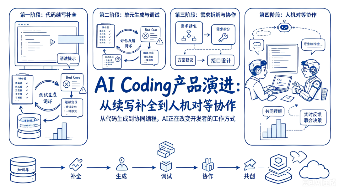 AI Coding 产品演进：从续写补全到人机对等协作